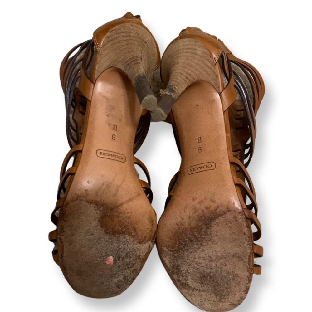 Coach Lucy Veg Leather Gladiator Heels - Picture 5 of 7